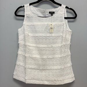 NWT Talbots White Fringed Tank Top Size 0P